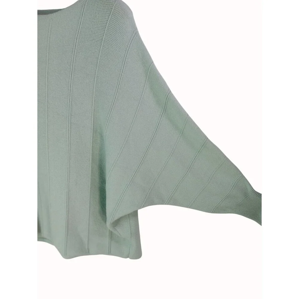 Magaschoni Womens Mint Green Ribbed Knit Dolman Sleeve Sweater 1X Slouchy Cozy - Picture 3 of 9